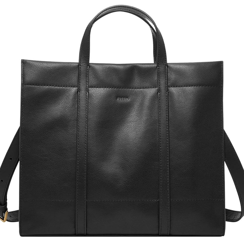 Fossil Campbell Henna Black Leather Bag